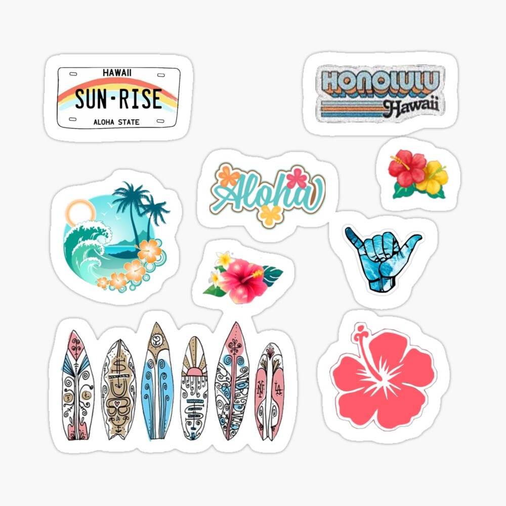 Hawaii Themed Sticker Pack Art Board Print For Sale By Callistapaige Redbubble