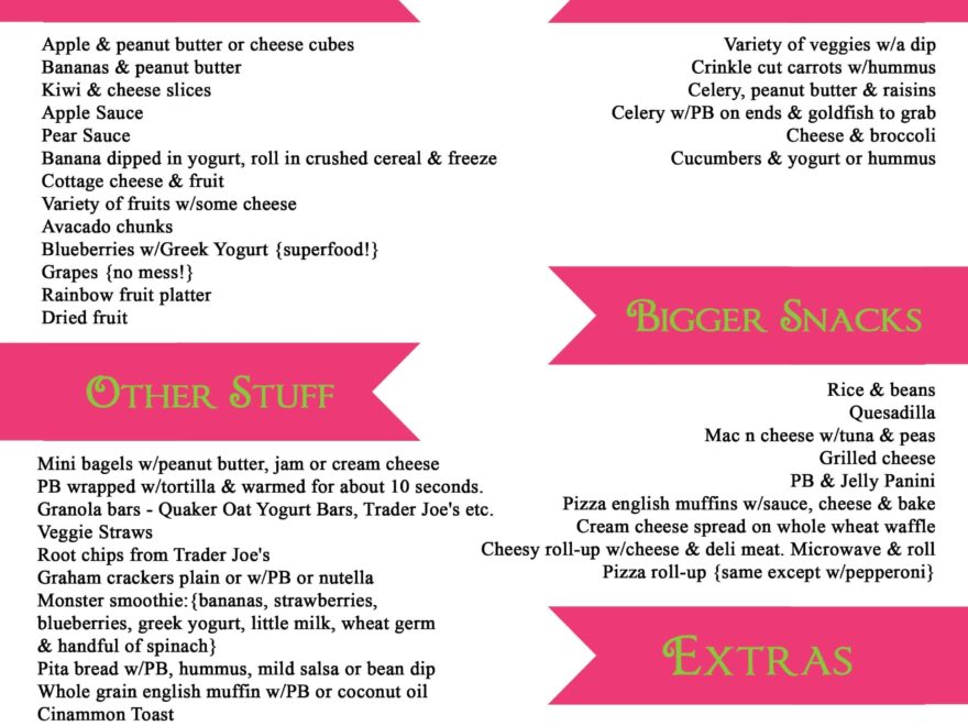 Healthy And Easy Toddler Snacks Printable The Pinning Mama