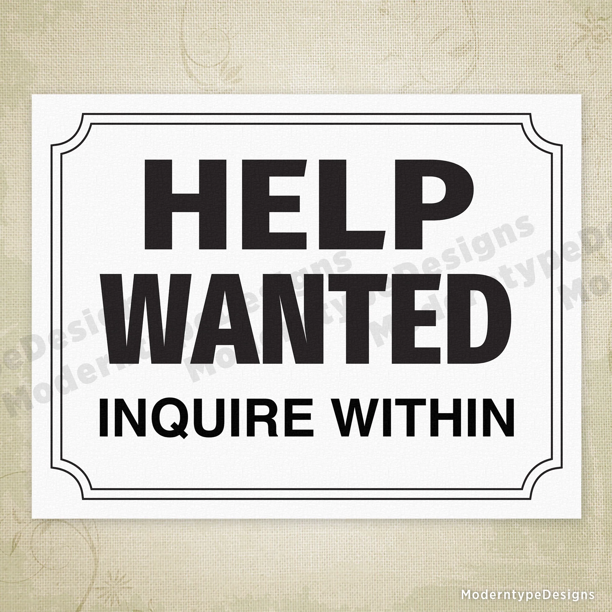Help Wanted Printable Sign Editable
