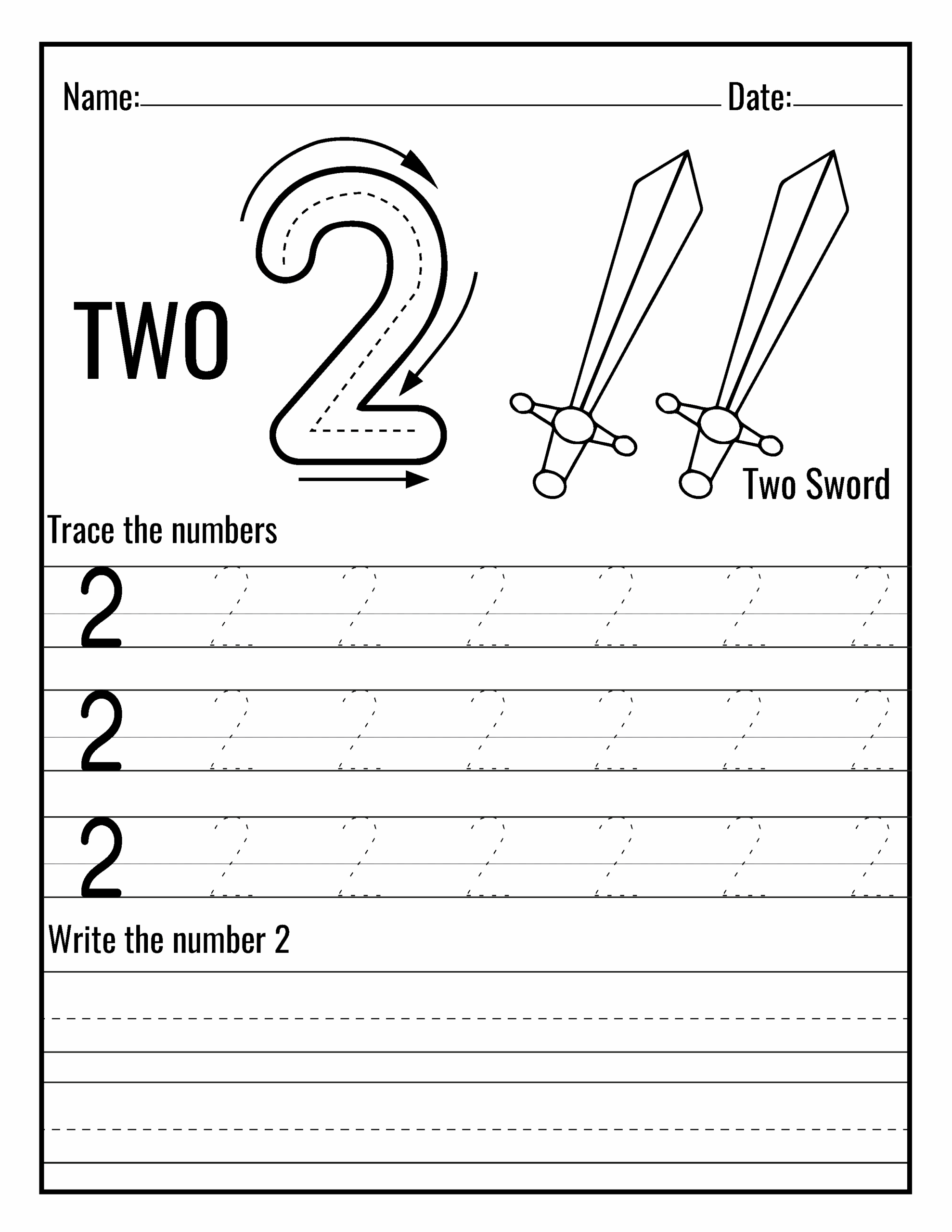 Printable Number Sheets For Kids