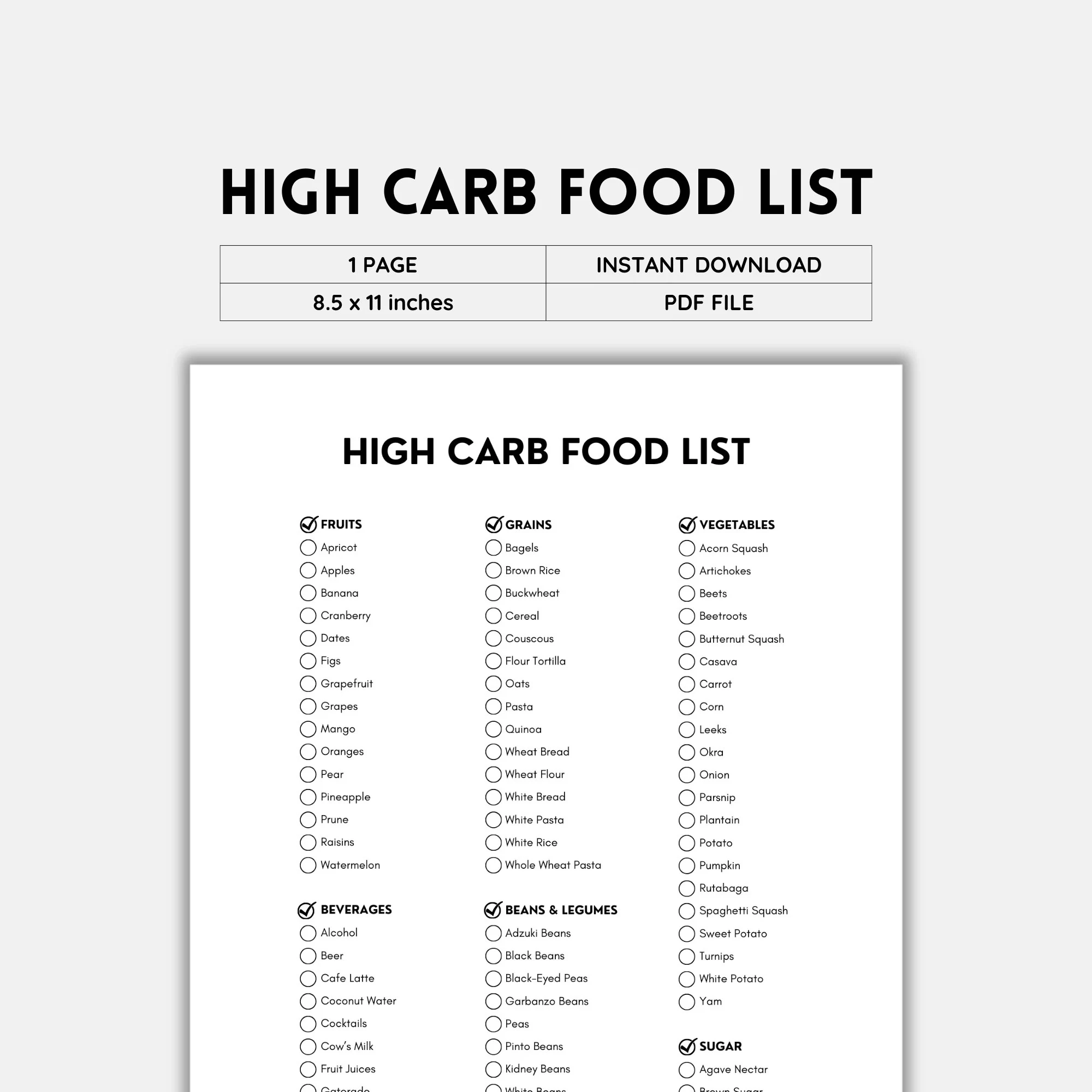 High Carb Food List Printable B W PDF Easy High carb Meals For Energy And Healthy Eating Digital Download Etsy Hong Kong High Carb Food List Printable B W PDF Easy High carb Meals For Energy And Healthy Eating Digital Download Etsy Hong Kong