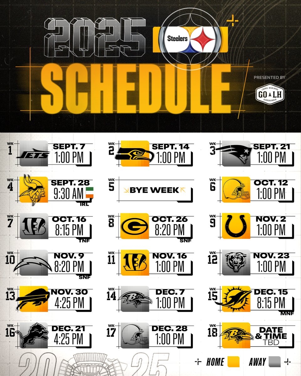 Steelers 2026 Printable Schedule