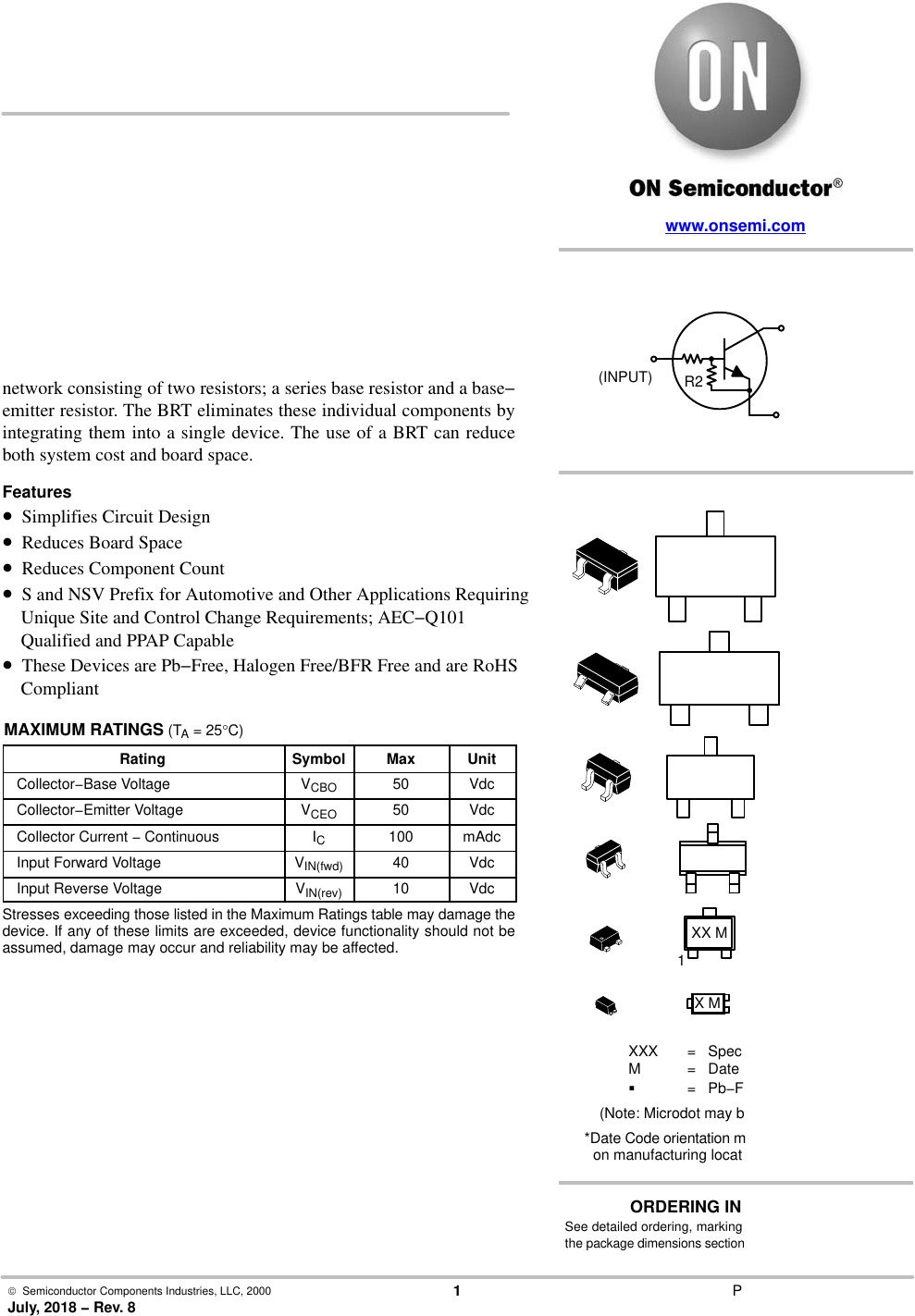 Hoja De Datos De MUN 2 5 211 MMUN2211L DTC114Exx NSBC114EF3 De Onsemi DigiKey Hoja De Datos De MUN 2 5 211 MMUN2211L DTC114Exx NSBC114EF3 De Onsemi DigiKey