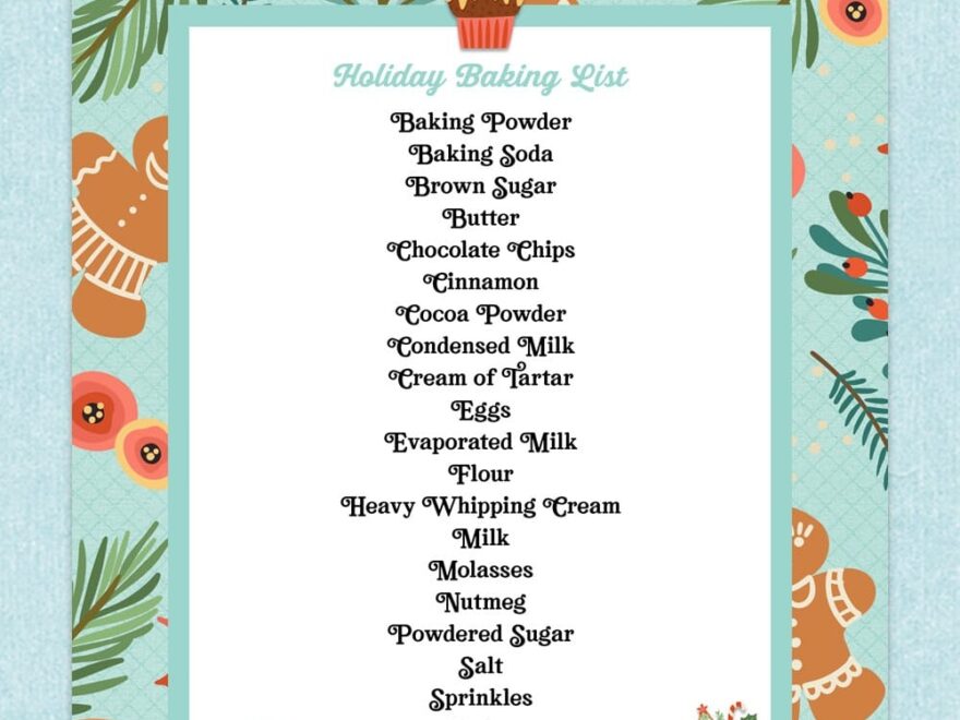 Holiday Baking List
