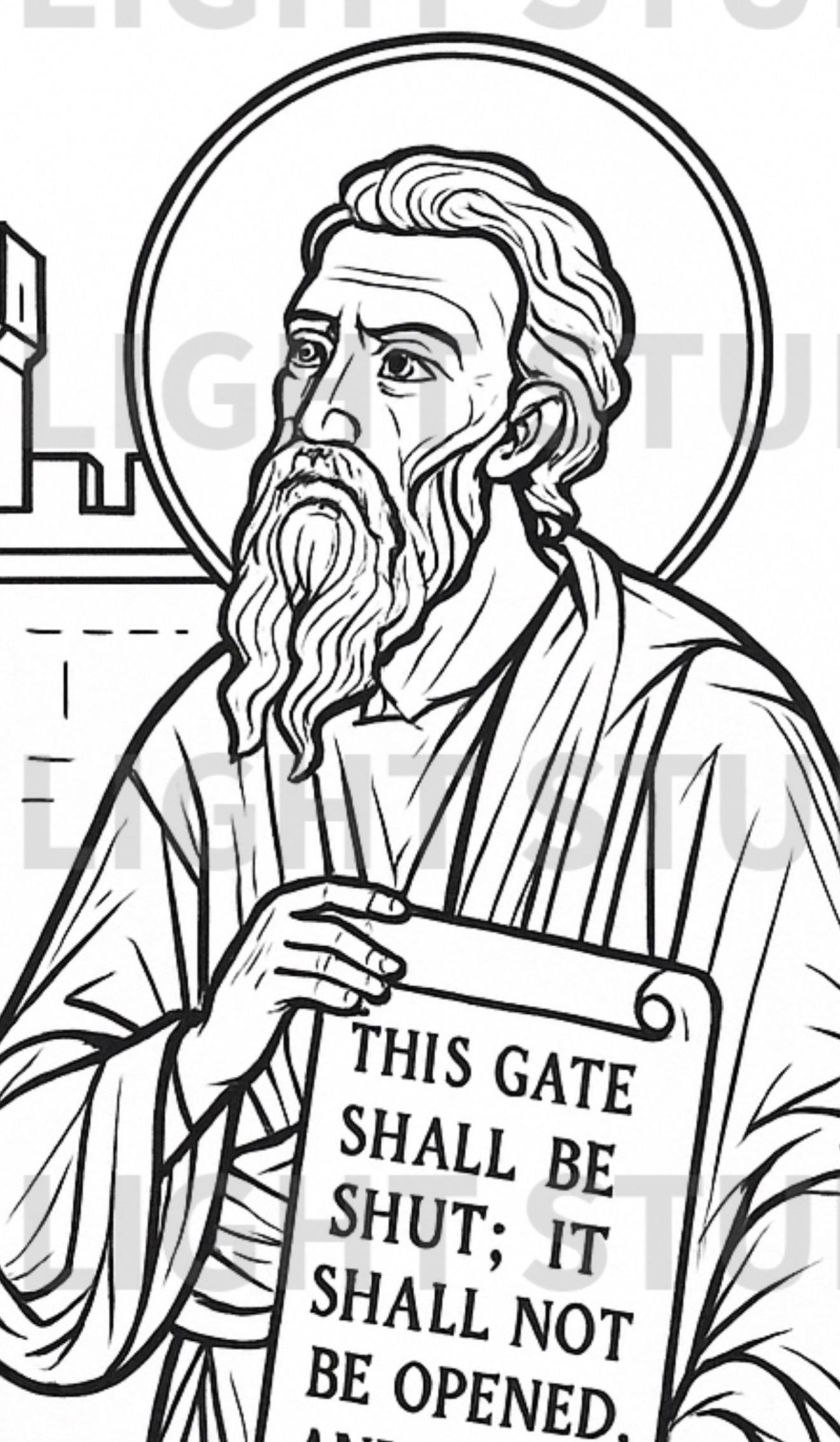 Holy Prophet Ezekiel Coloring Page Orthodox Christian Icon PDF Download 8 5x11 Etsy