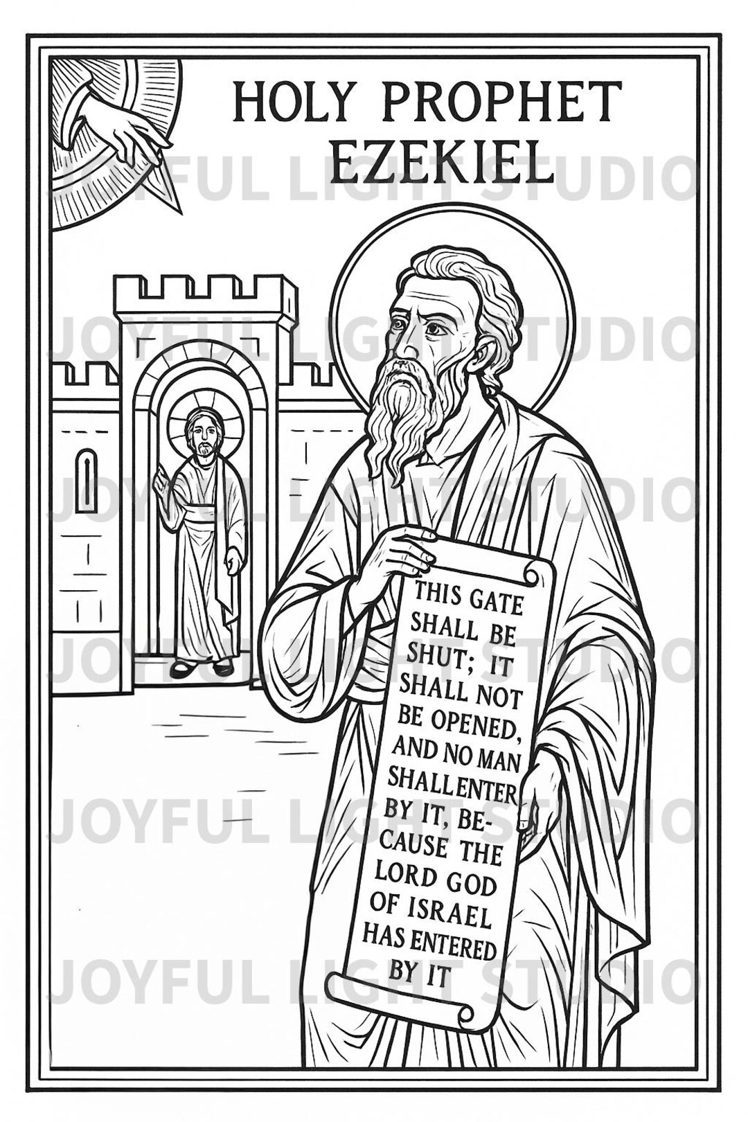 Holy Prophet Ezekiel Coloring Page Orthodox Christian Icon PDF Download 8 5x11 Etsy