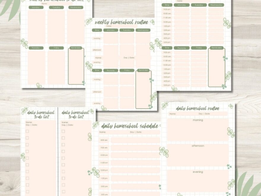 Homeschool Weekly Daily Schedule Planner Free Printable Template