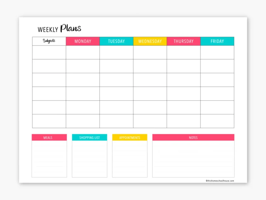Homeschool Weekly Planner Printable Homeschool Planner Weekly Homeschool Schedule Homeschool Printable Homeschool Digital Download Etsy