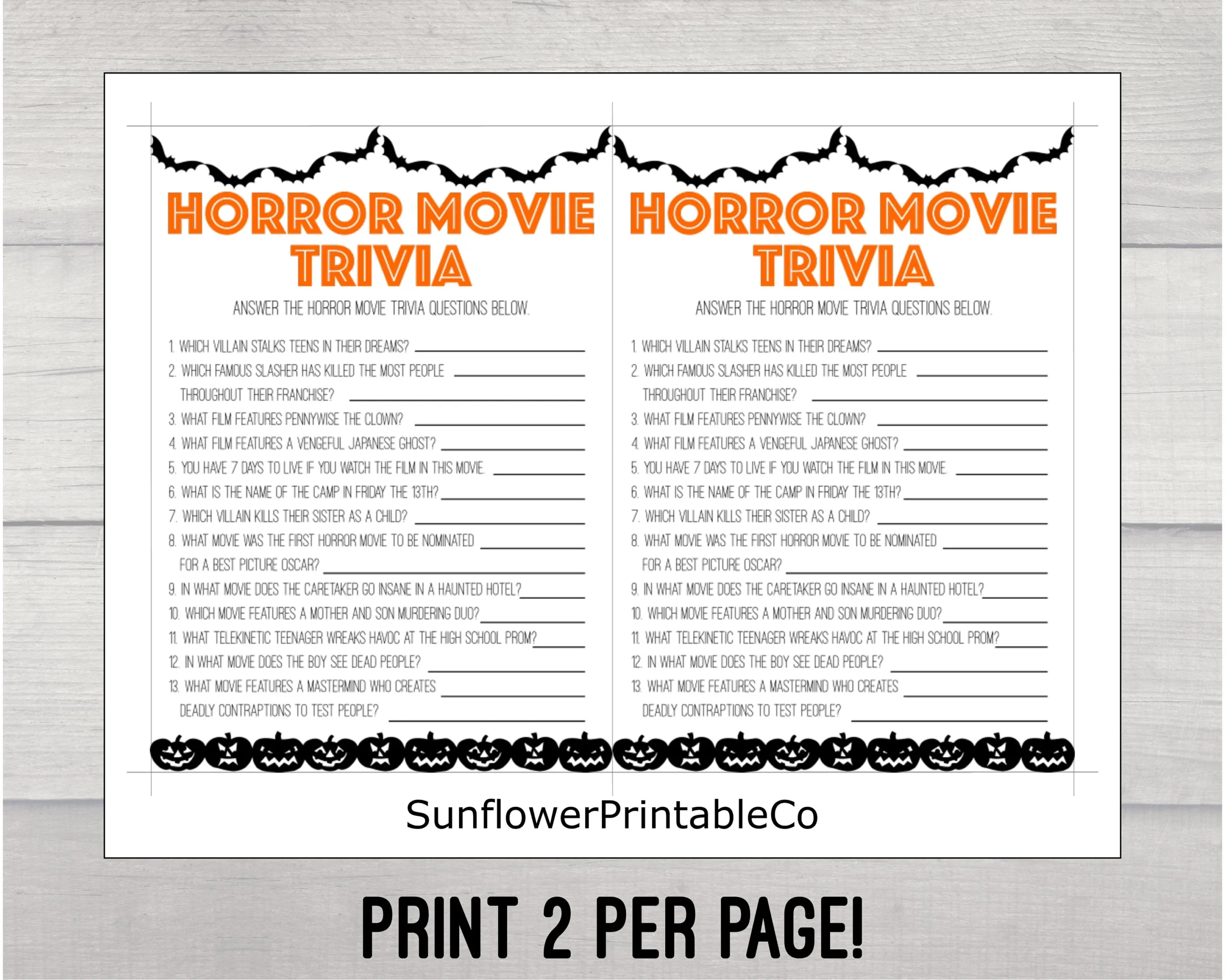 Printable Halloween Movie Trivia
