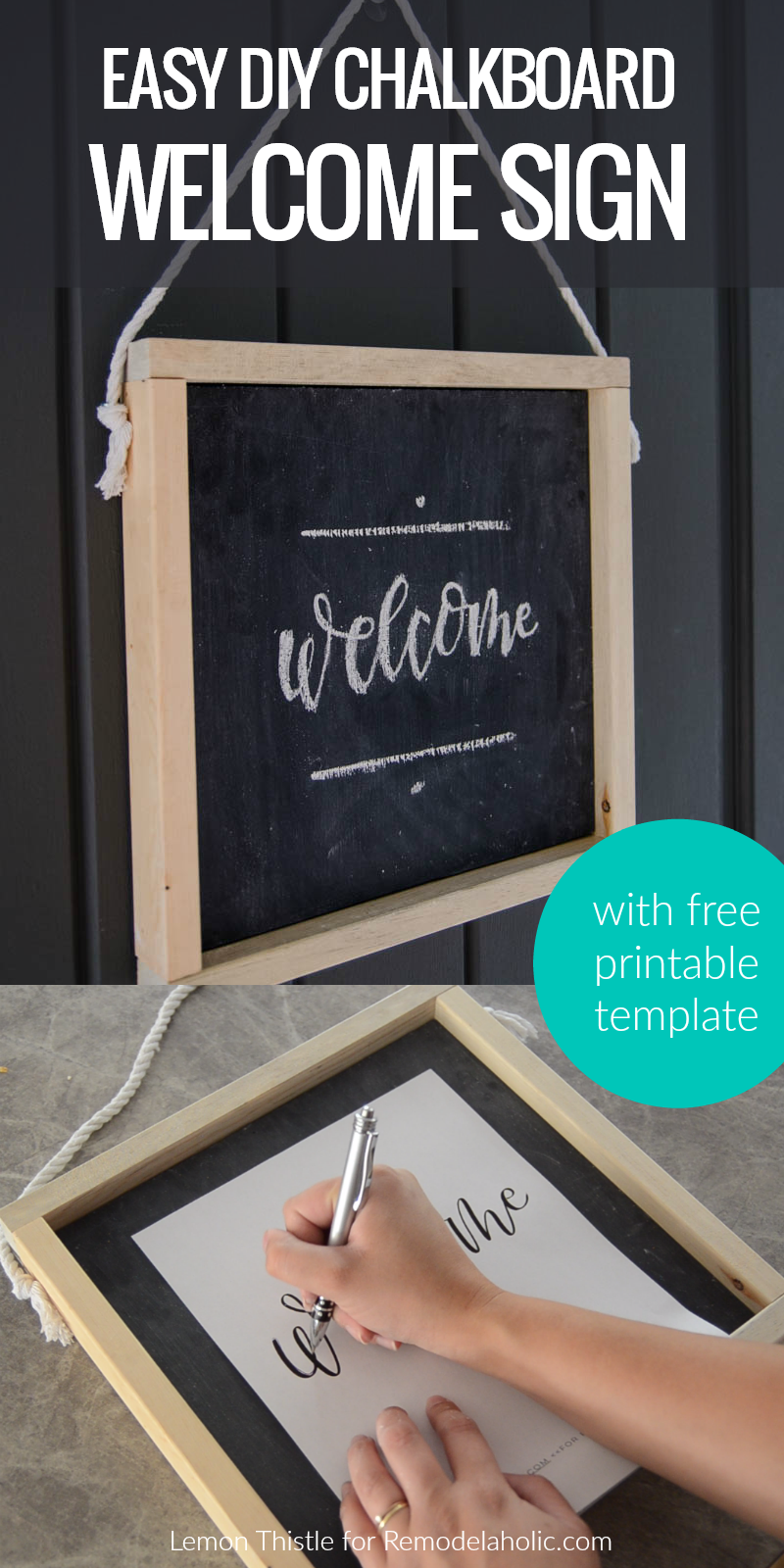 How To Make Your Own Wooden Chalkboard Welcome Sign Free Printable Template Remodelaholic