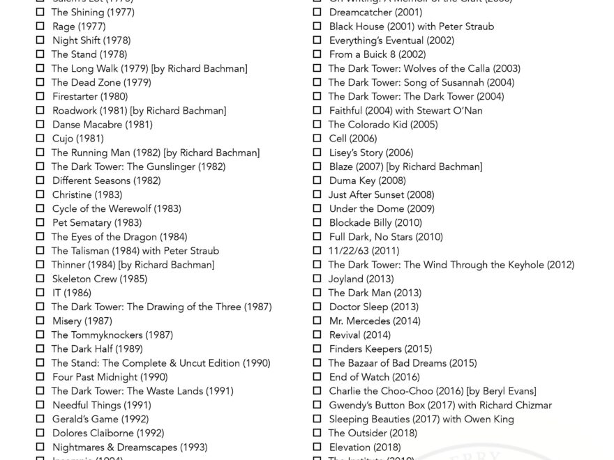 I Designed A Constant Reader Checklist Any Suggestions R stephenking