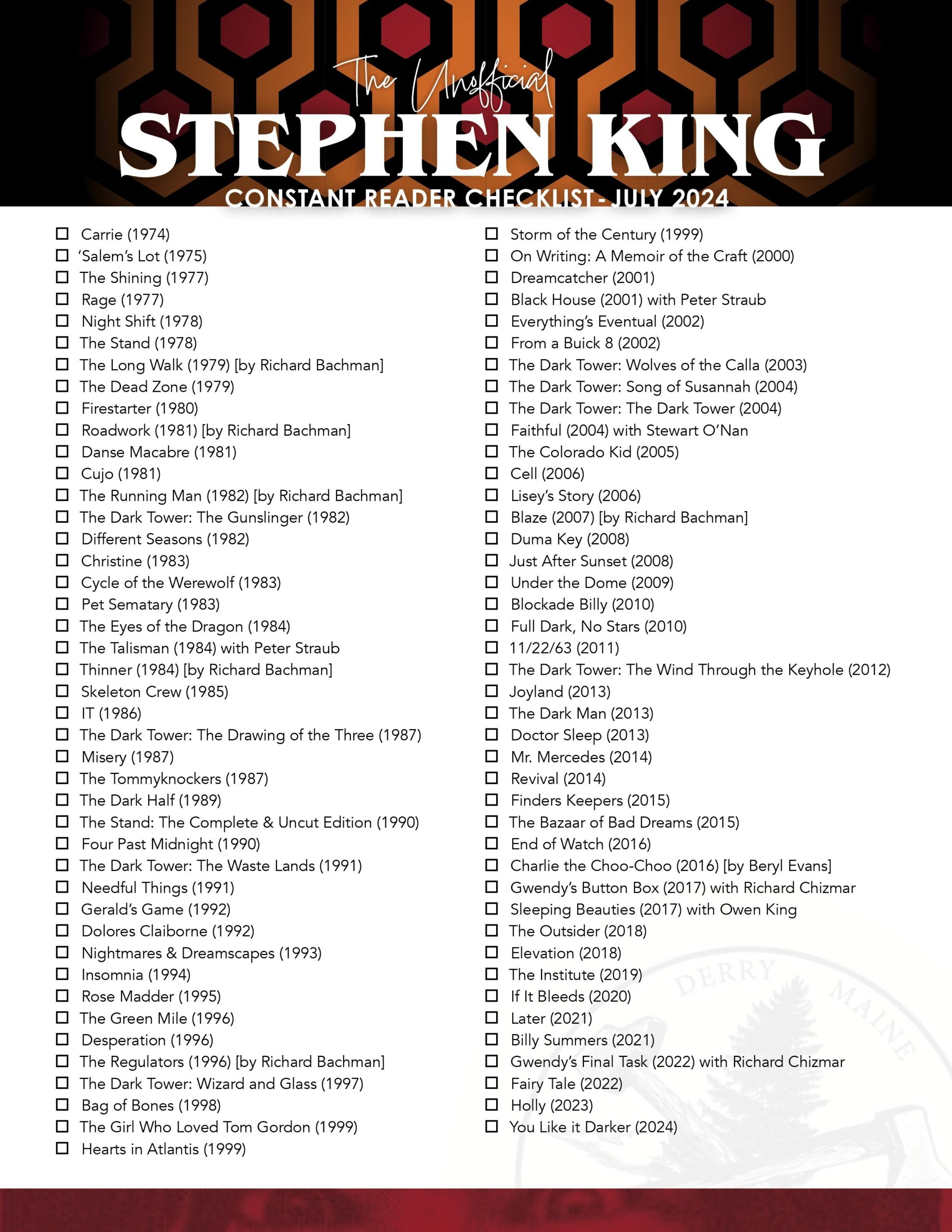 I Designed A Constant Reader Checklist Any Suggestions R stephenking I Designed A Constant Reader Checklist Any Suggestions R stephenking