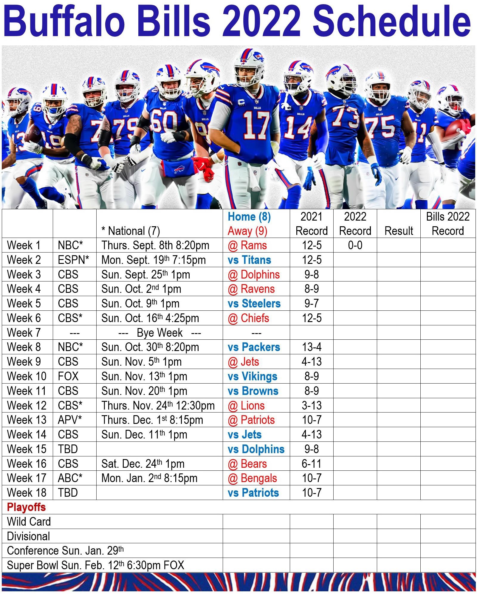 I Made These 2022 Buffalo Season Schedules At Work 20 0 Baby See Attached They Should Print Up Nicely Go Bills R buffalobills