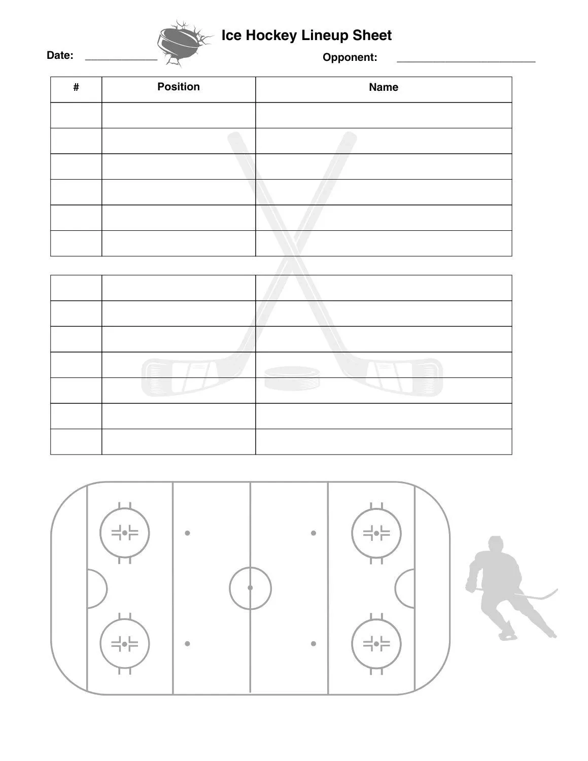 Ice Hockey Position And Line Up Sheets 8 5x11 2 Digital Downloads Ice Hockey Coach Plans Coaching Line Up Sheets Etsy