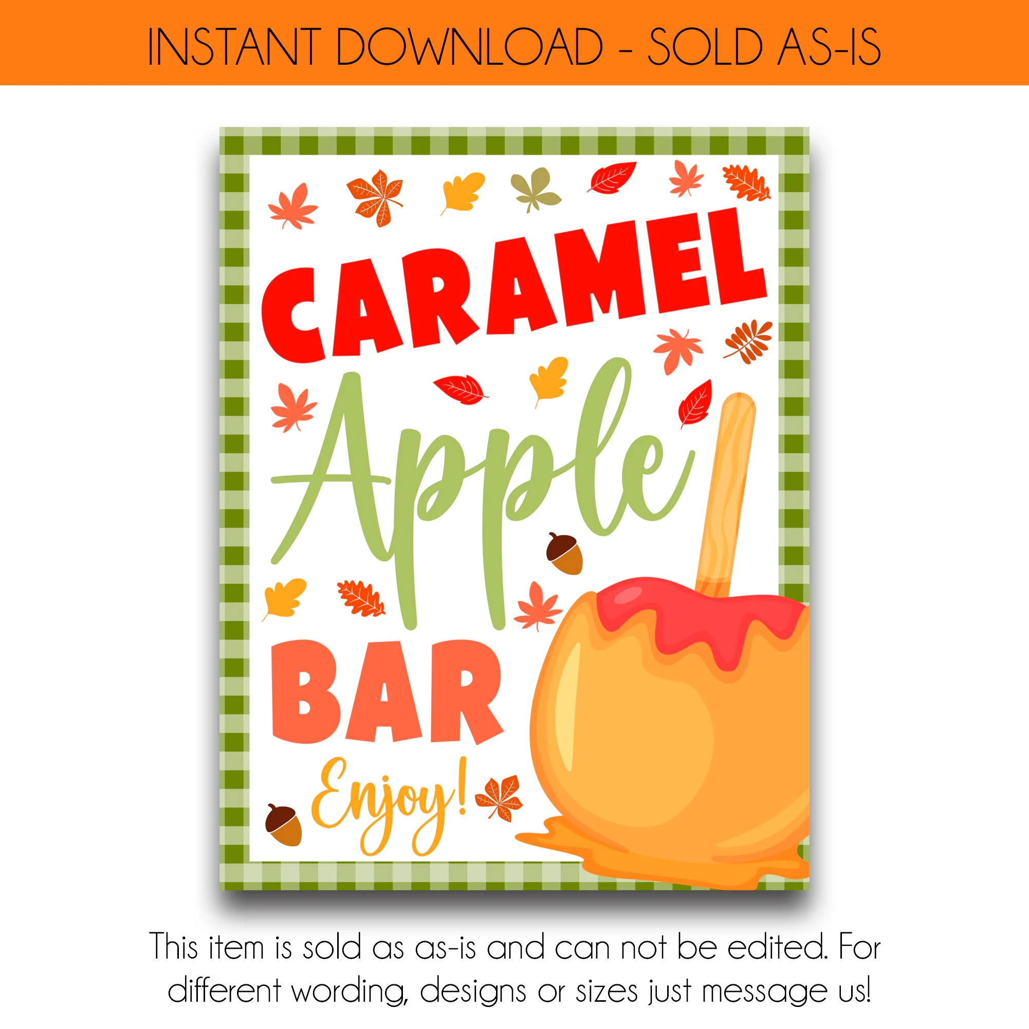 INSTANT DOWNLOAD Caramel Apple Bar Sign DIY Caramel Apple Bar Party Sign Etsy INSTANT DOWNLOAD Caramel Apple Bar Sign DIY Caramel Apple Bar Party Sign Etsy