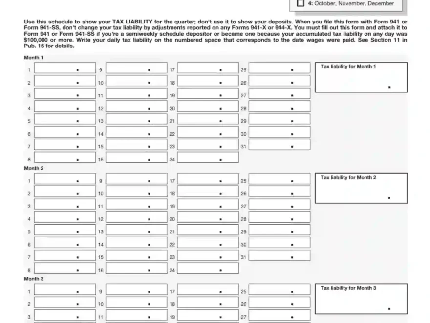 IRS Schedule B Form 941 Fill Out Printable PDF Forms Online