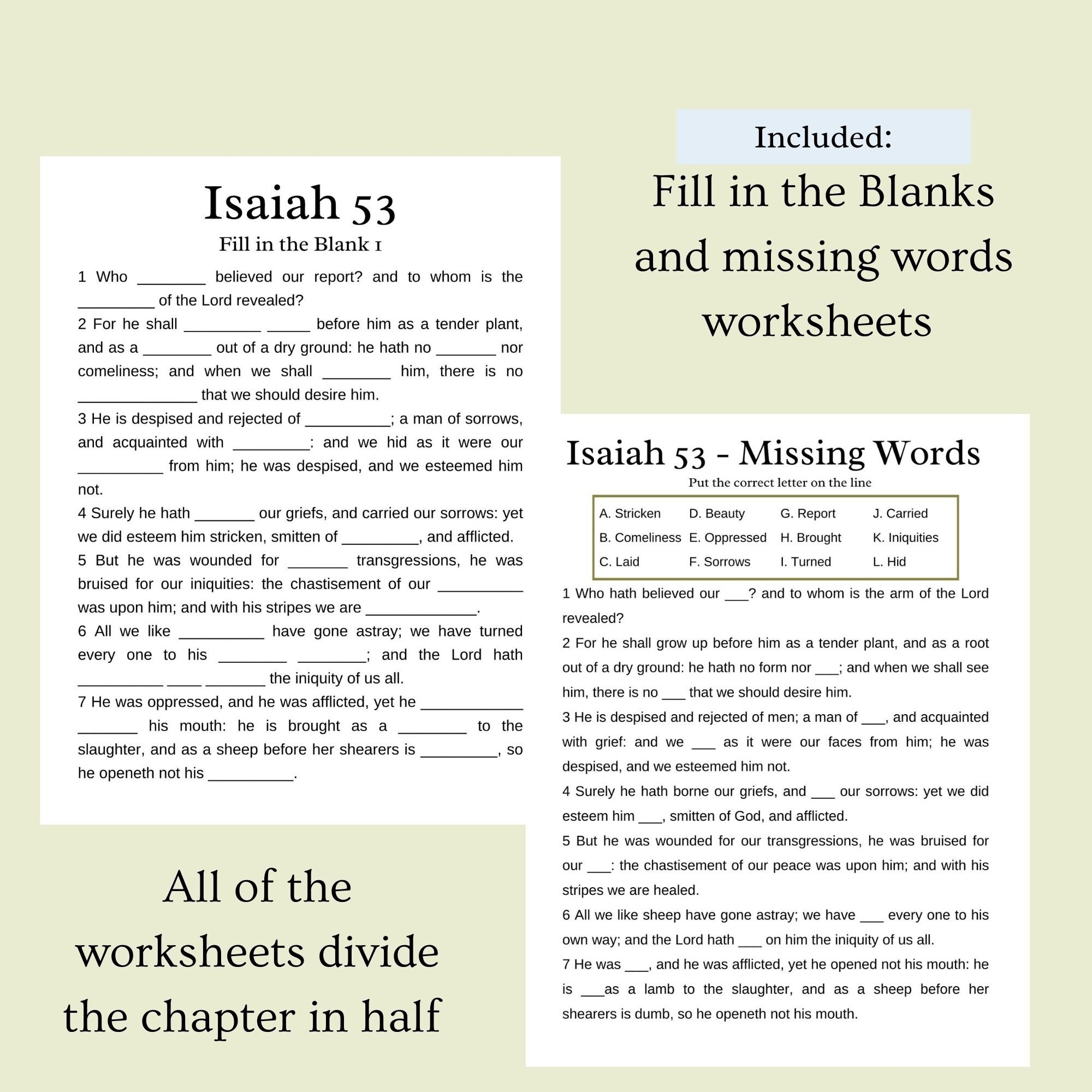 Printable Bible Quiz Isaiah 53 Printable Bible Quiz Isaiah 53