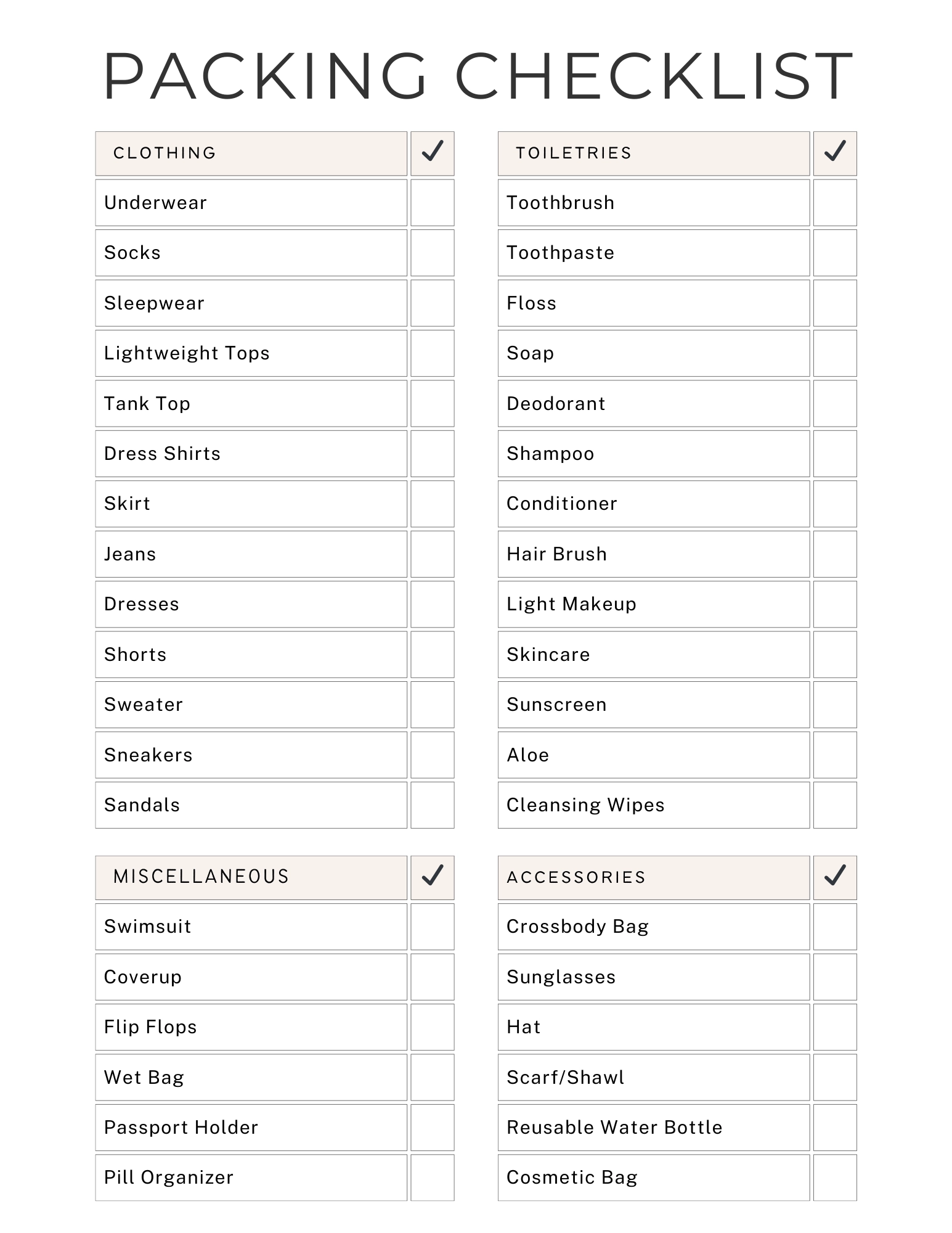 Printable Packing List For Italy Printable Packing List For Italy