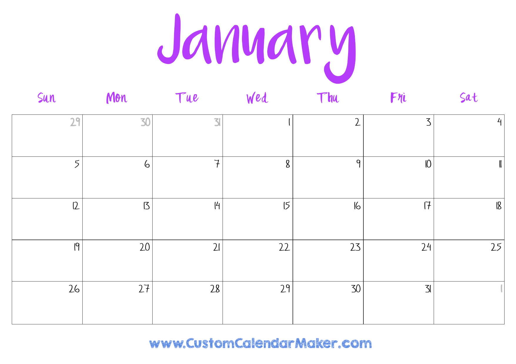 Cute January Month Planner Printable