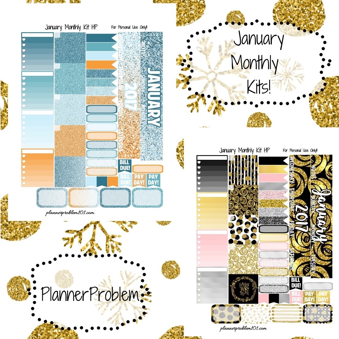 January Monthly KITS Free Printable Planner Stickers PlannerProblem January Monthly KITS Free Printable Planner Stickers PlannerProblem