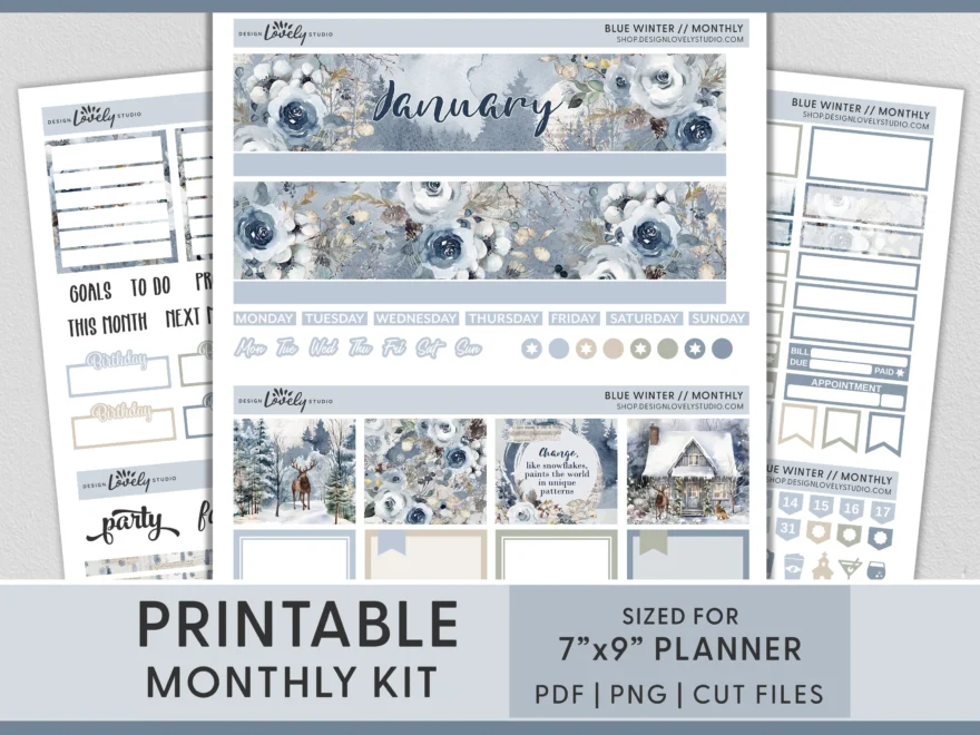 January Monthly Sticker Kit January Planner Stickers New Year Stickers Printable Planner Stickers Erin Condren Monthly Kit MV238 Etsy