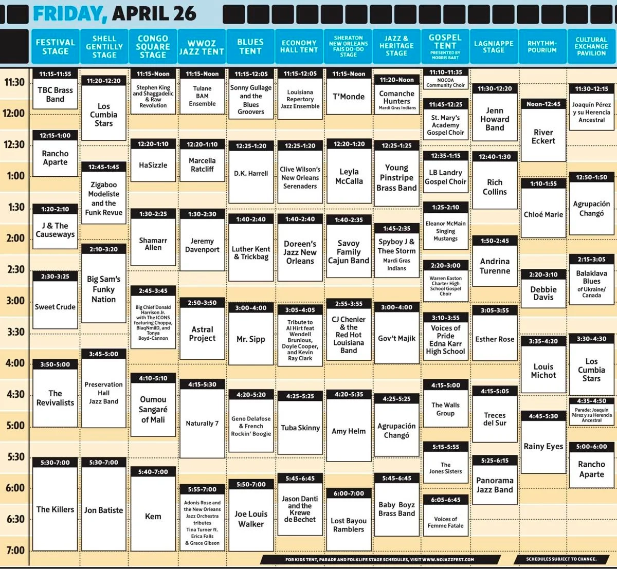 Jazz Fest 2024 Map And Daily Schedule Cubes Jazz Fest Nola