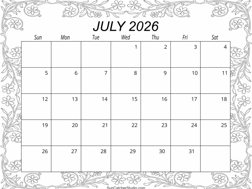 July 2026 Calendar Free Printable Free Printables Monograms Design Tools Patterns DIY Projects