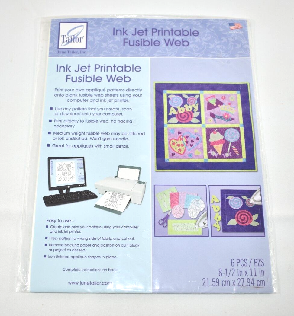 June Tailor Ink Jet Printable Fusible Web 6 Pcs 8 5x11 NEW Quilting Sewing EBay