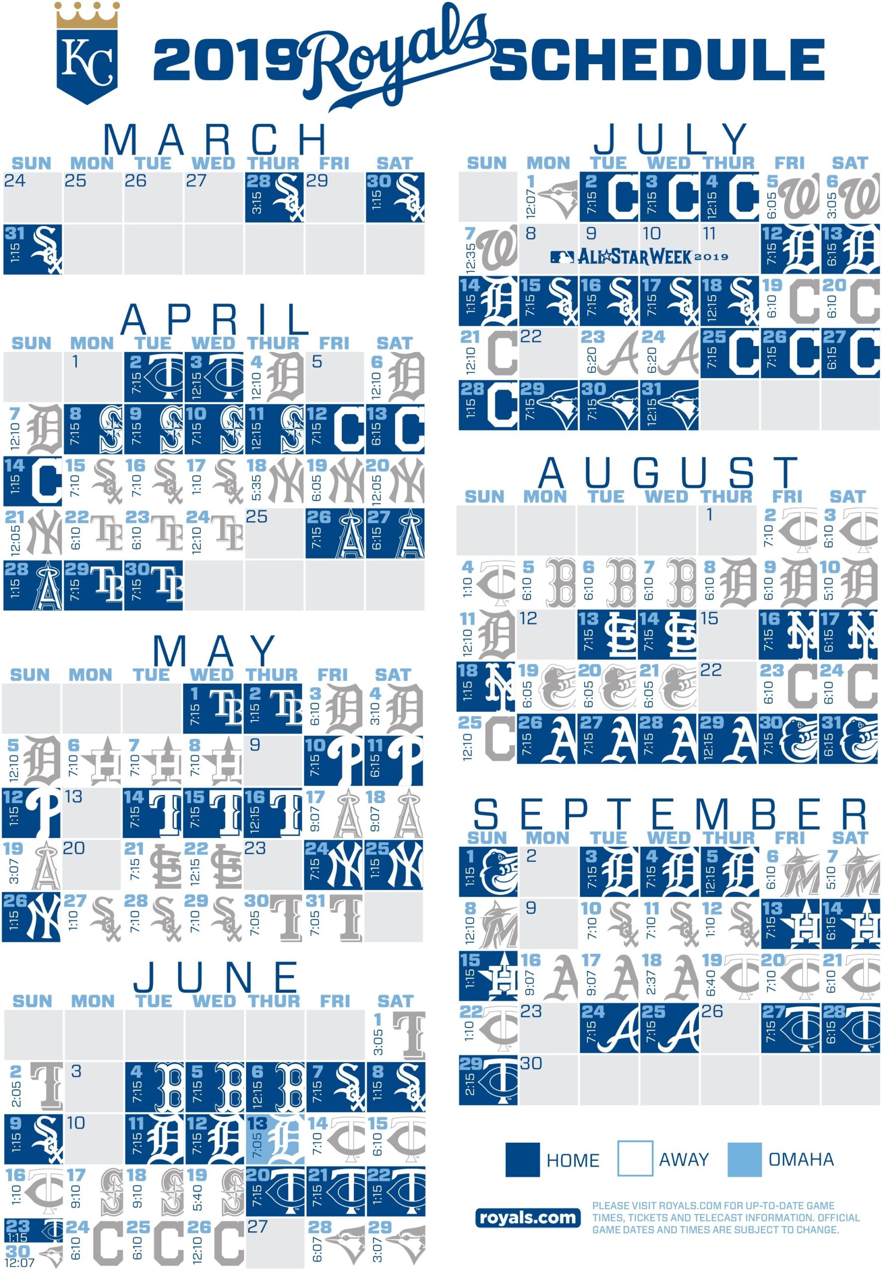 Kansas City Royals On X First Pitch At TheK For 2019 Is 3 15 P m On March 28 Full Schedule With Start Times Below Https t co 38wGab2XXY X