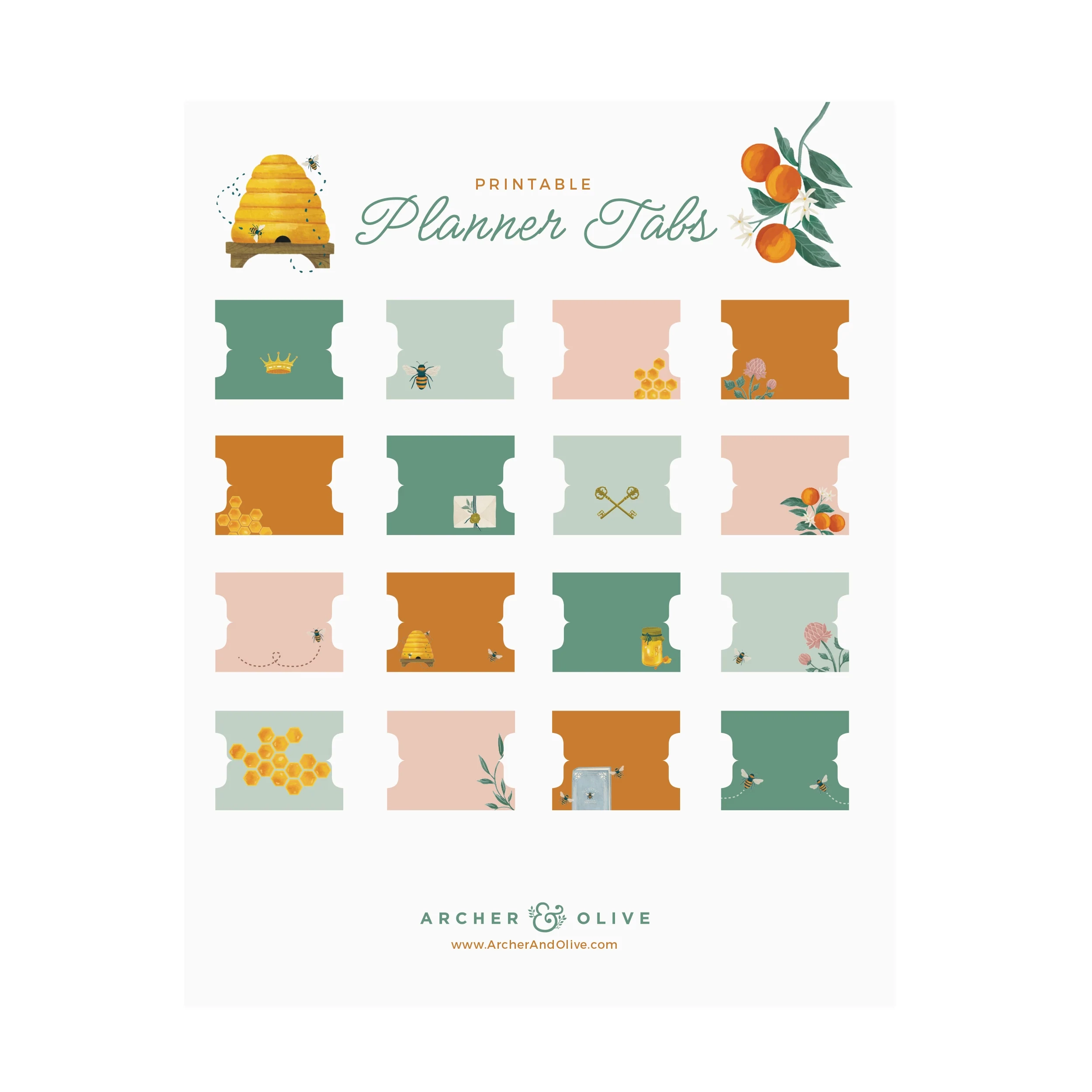 Keeper Of Bees Printable Planner Tabs Archer And Olive Keeper Of Bees Printable Planner Tabs Archer And Olive
