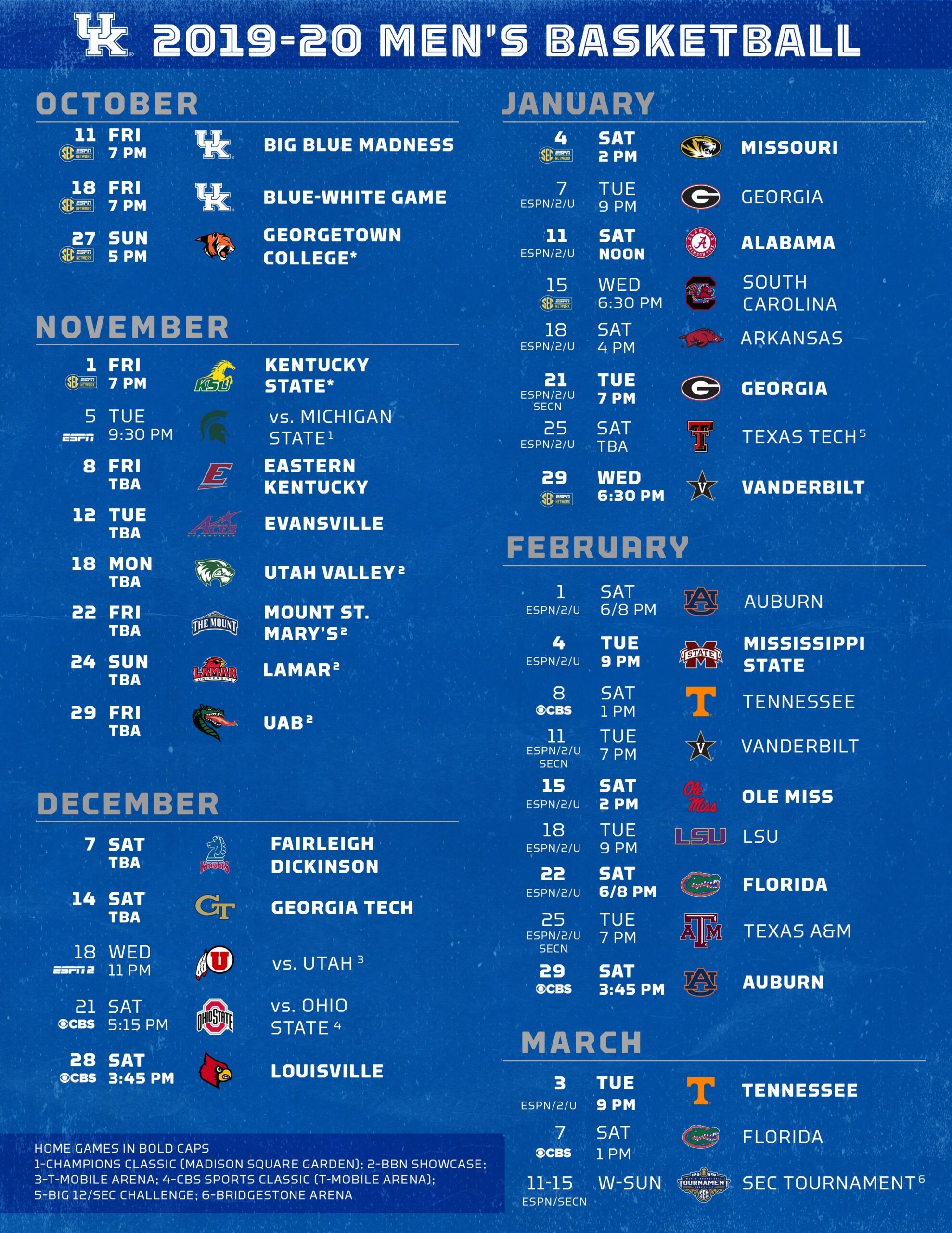 Printable Kentucky Wildcats Basketball Schedule Printable Kentucky Wildcats Basketball Schedule