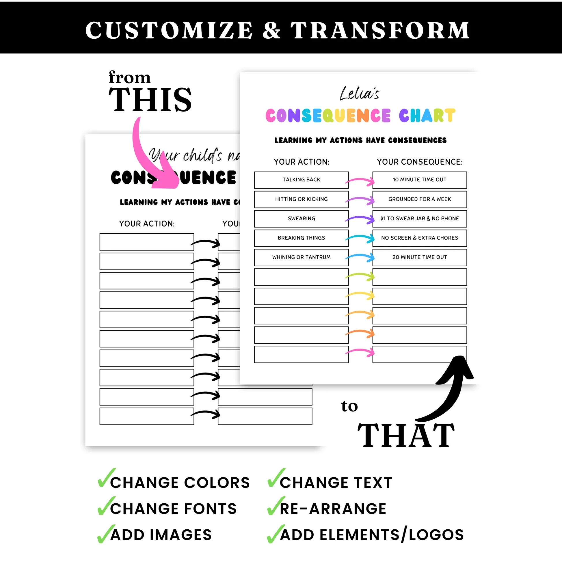 Free Printable Consequence Charts