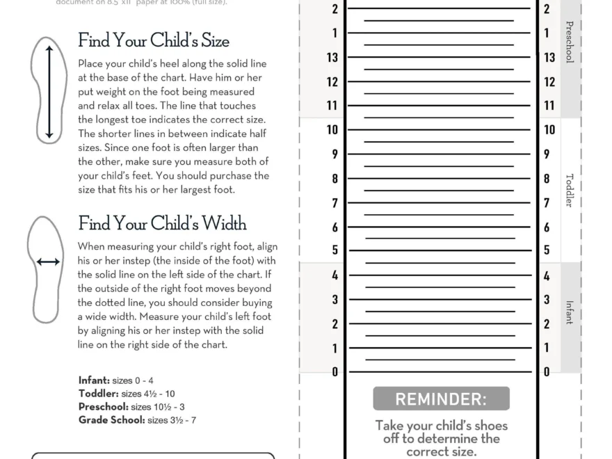 Kids Foot Sizer Chart Toddler Child Shoe Size Determiner instant Download Etsy