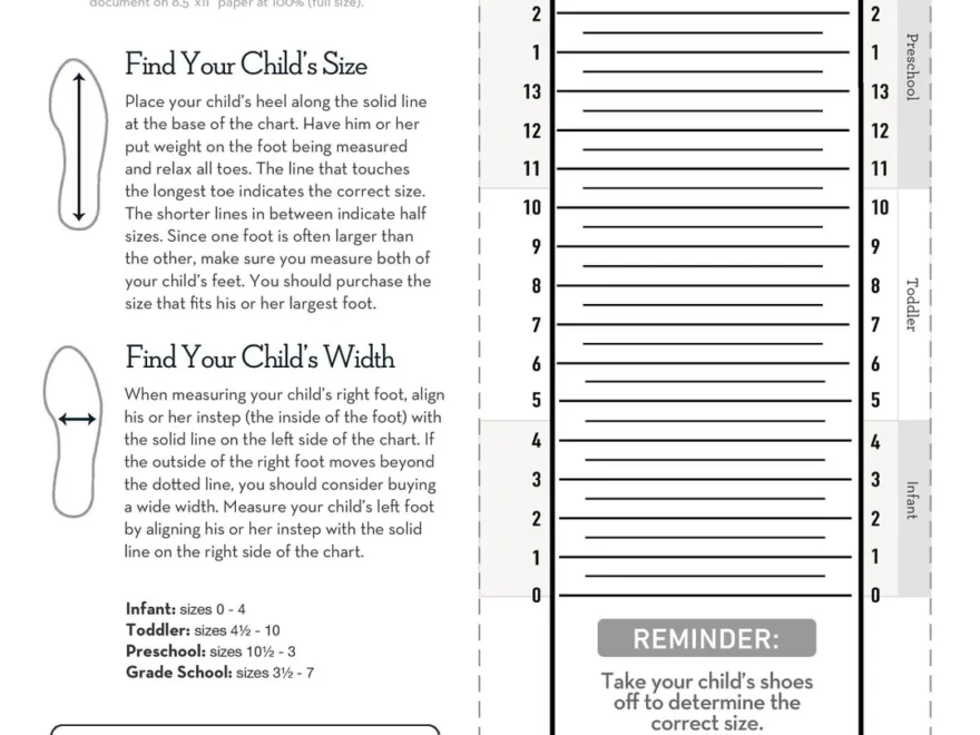Kids Foot Sizer Chart Toddler Child Shoe Size Determiner instant Download Etsy