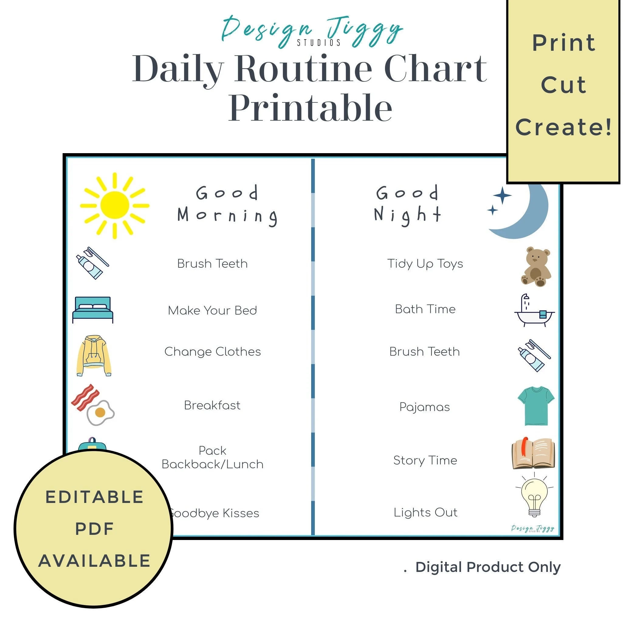 Night Time Routine Chart Printable Editable Night Time Routine Chart Printable Editable