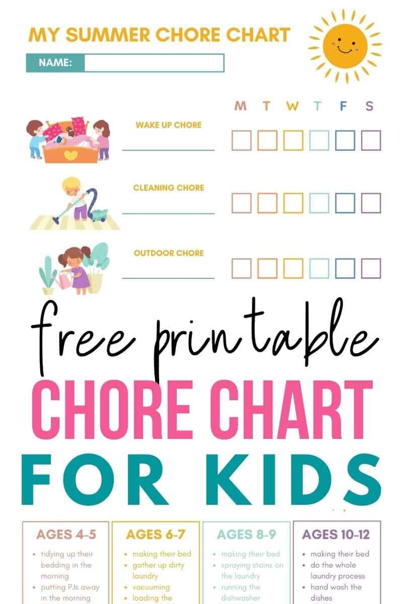 Printable Summer Chore Charts