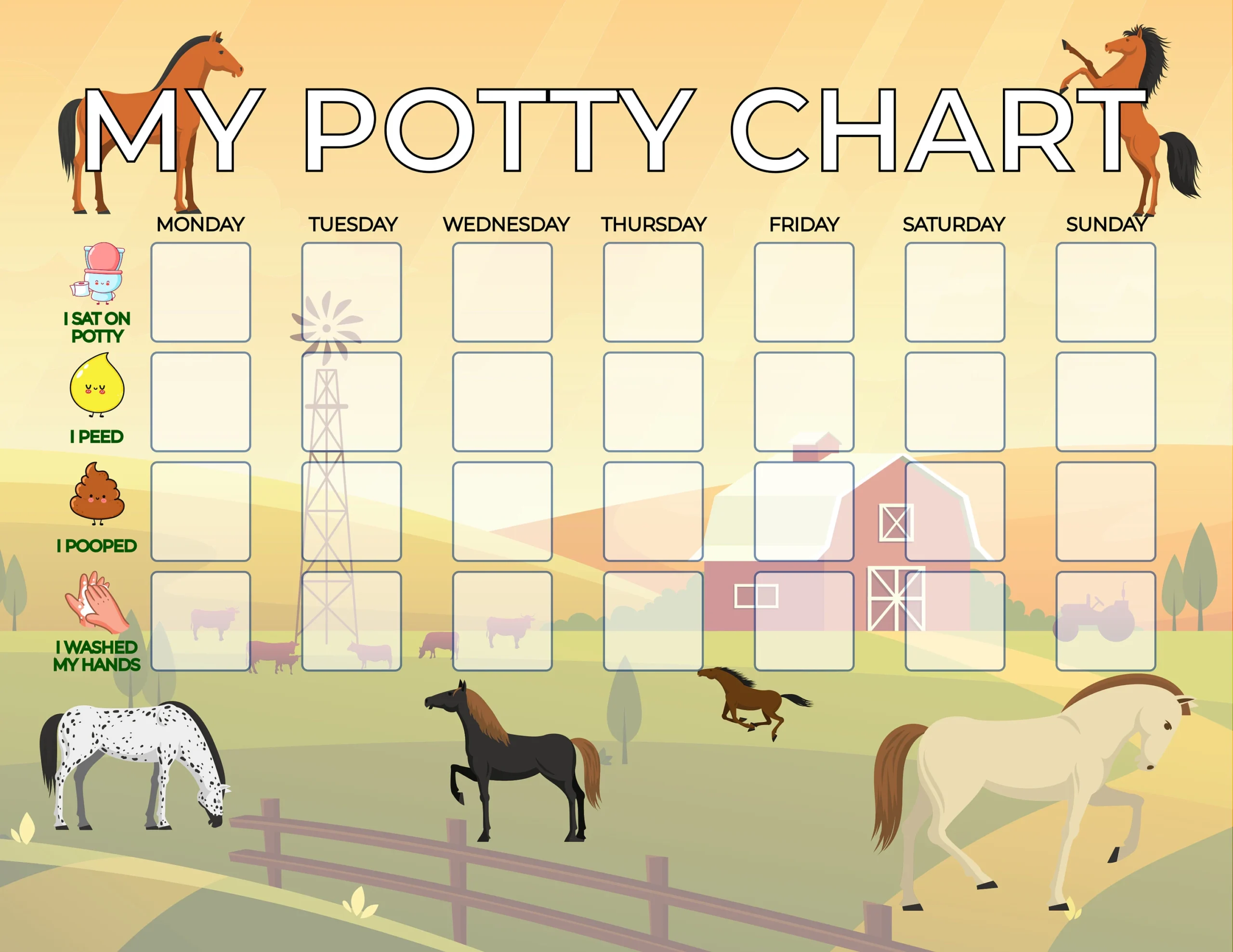 Printable Potty Chart Pony