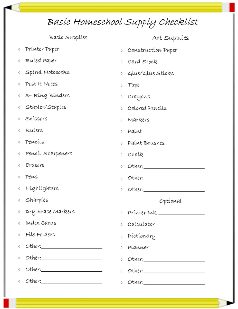 Kirby s Kids Our Favorite Homeschool Supplies And Printable Checklist Pollywog s Place Blog
