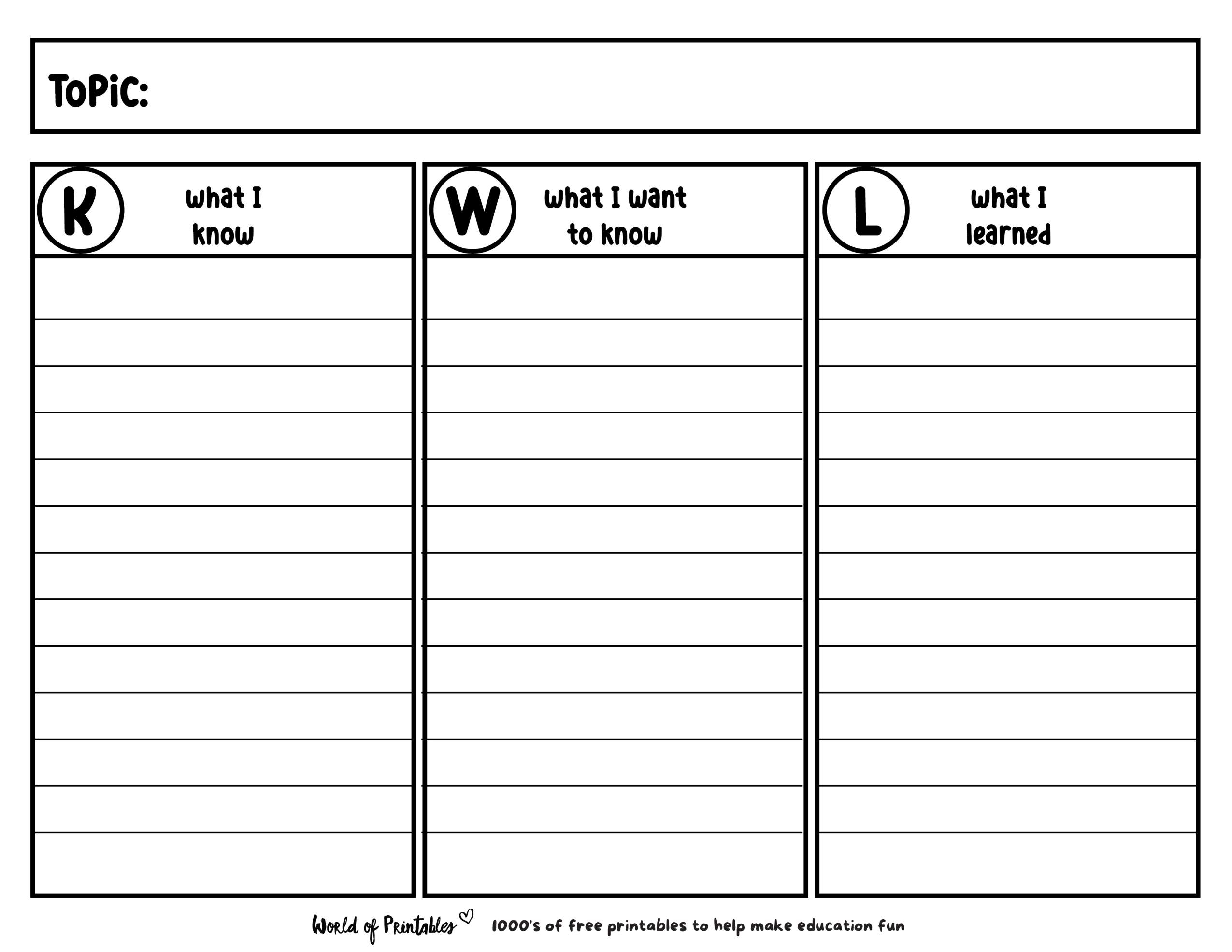 Kwl Chart Printable With Lines Kwl Chart Printable With Lines