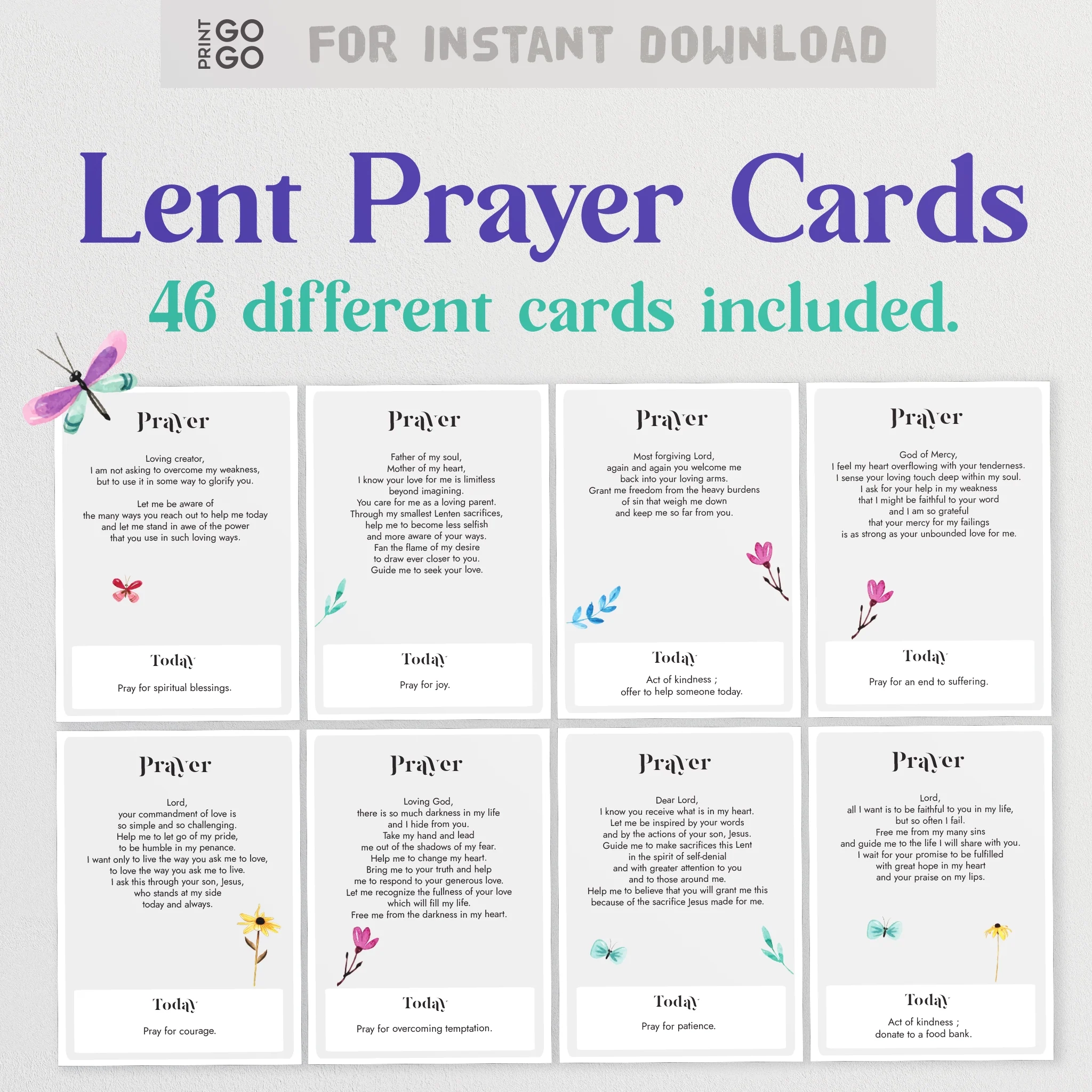 Lent Prayer Cards Print GoGo