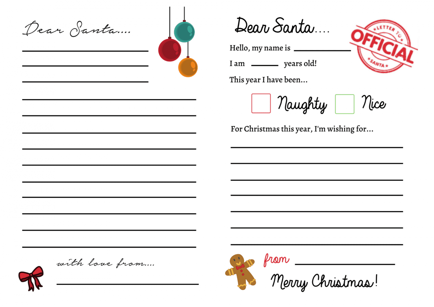 Dear Santa List Printable Form Dear Santa List Printable Form