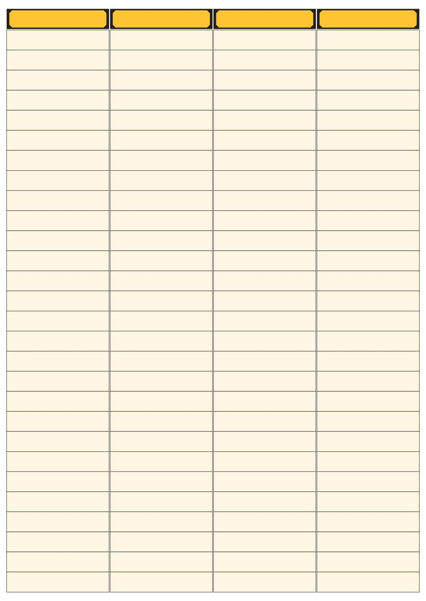 Create Printable Lined Column Chart Create Printable Lined Column Chart