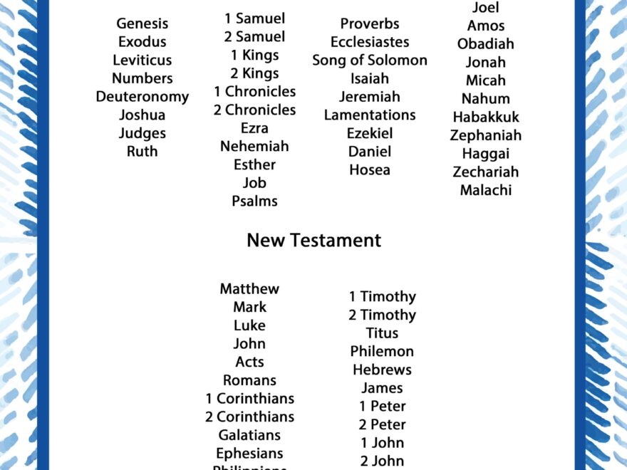 List Of Books Of The Bible Free Printable