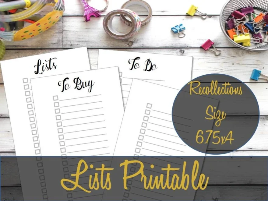 Lists Recollections Planner Insert Shopping List To Do List Recollections Inserts Creative Year Inserts To Read List INSTANT Download Etsy