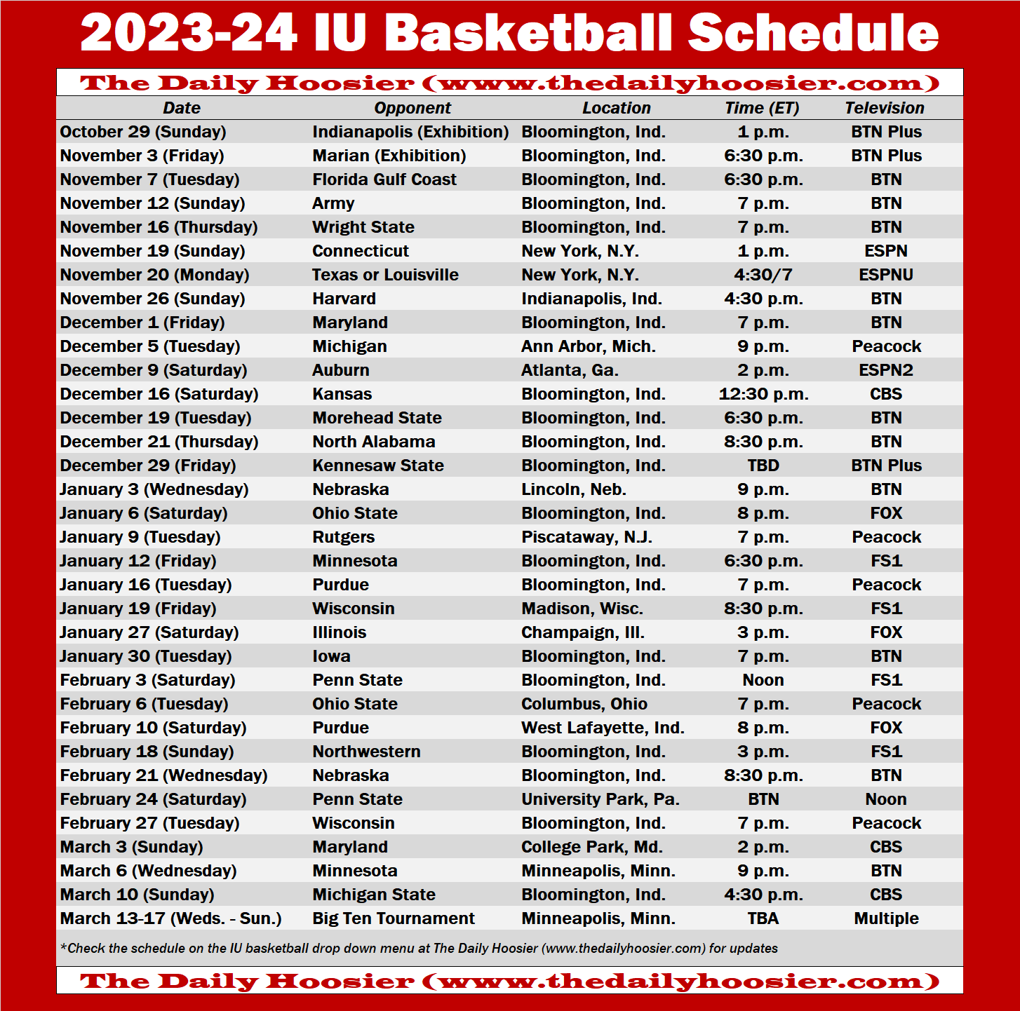 Look Printable Edition Of The 2023 24 IU Basketball Schedule The Daily Hoosier