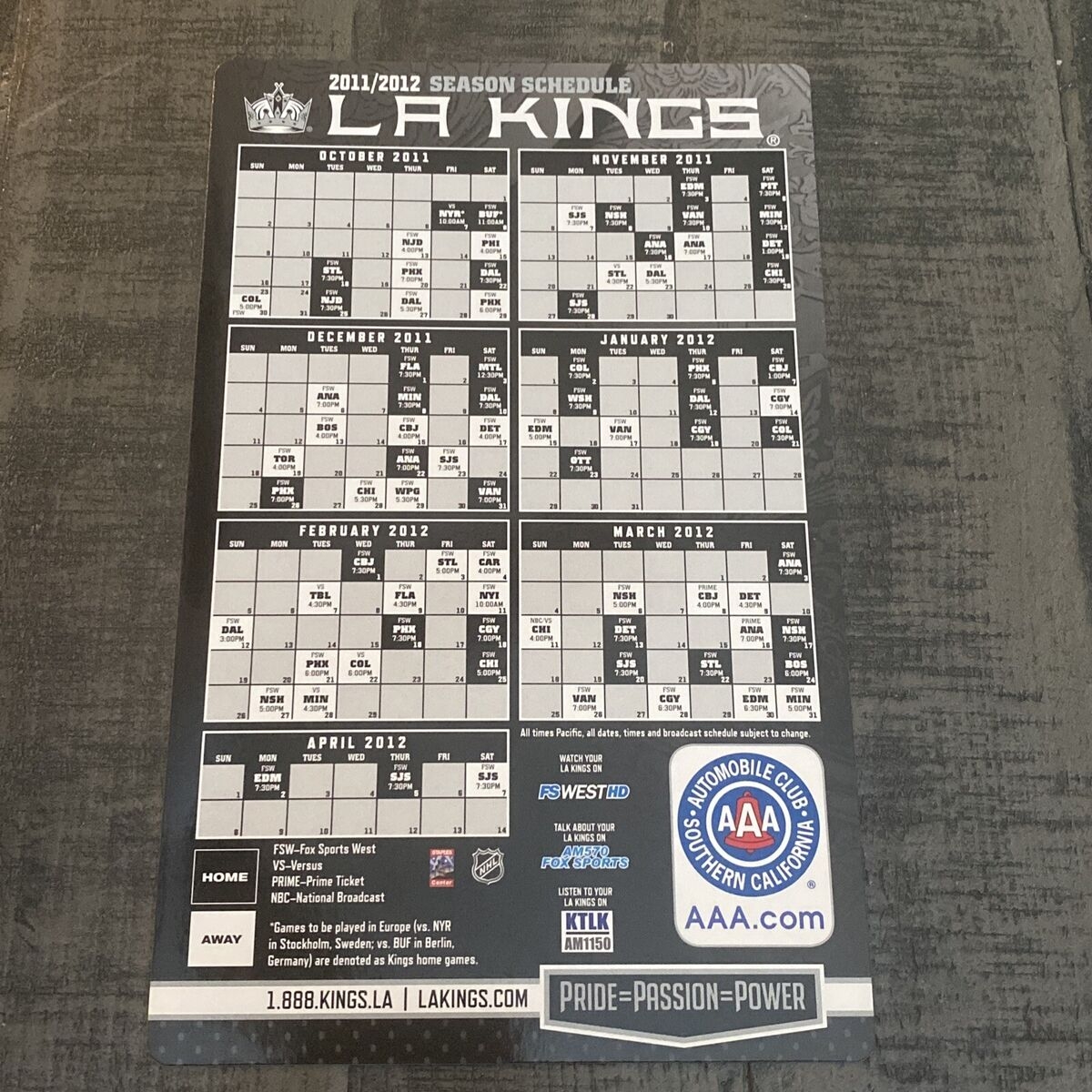 La Kings Schedule Home Printable