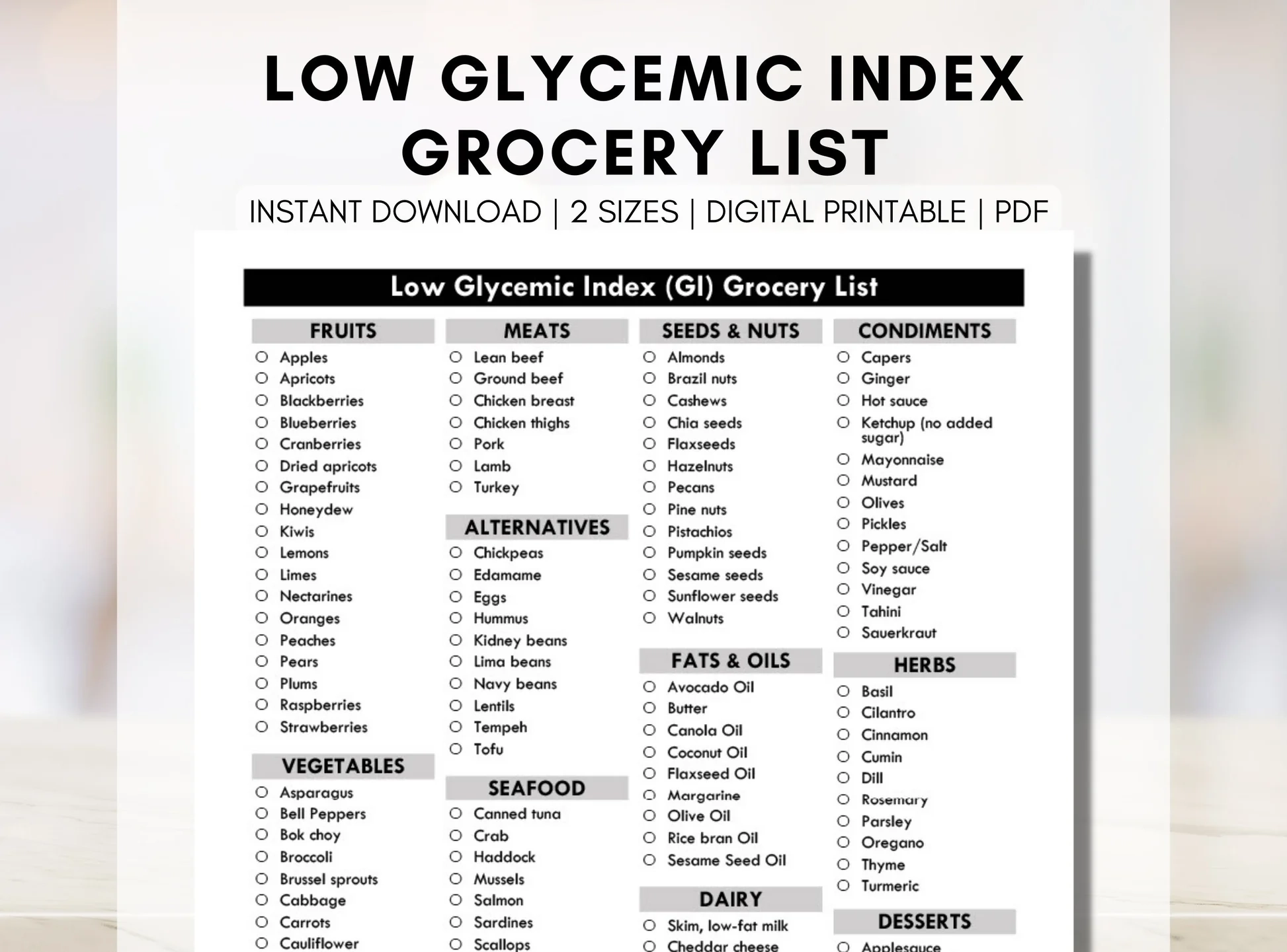 Low Glycemic Index Printable Food List Low Glycemic Index Printable Food List
