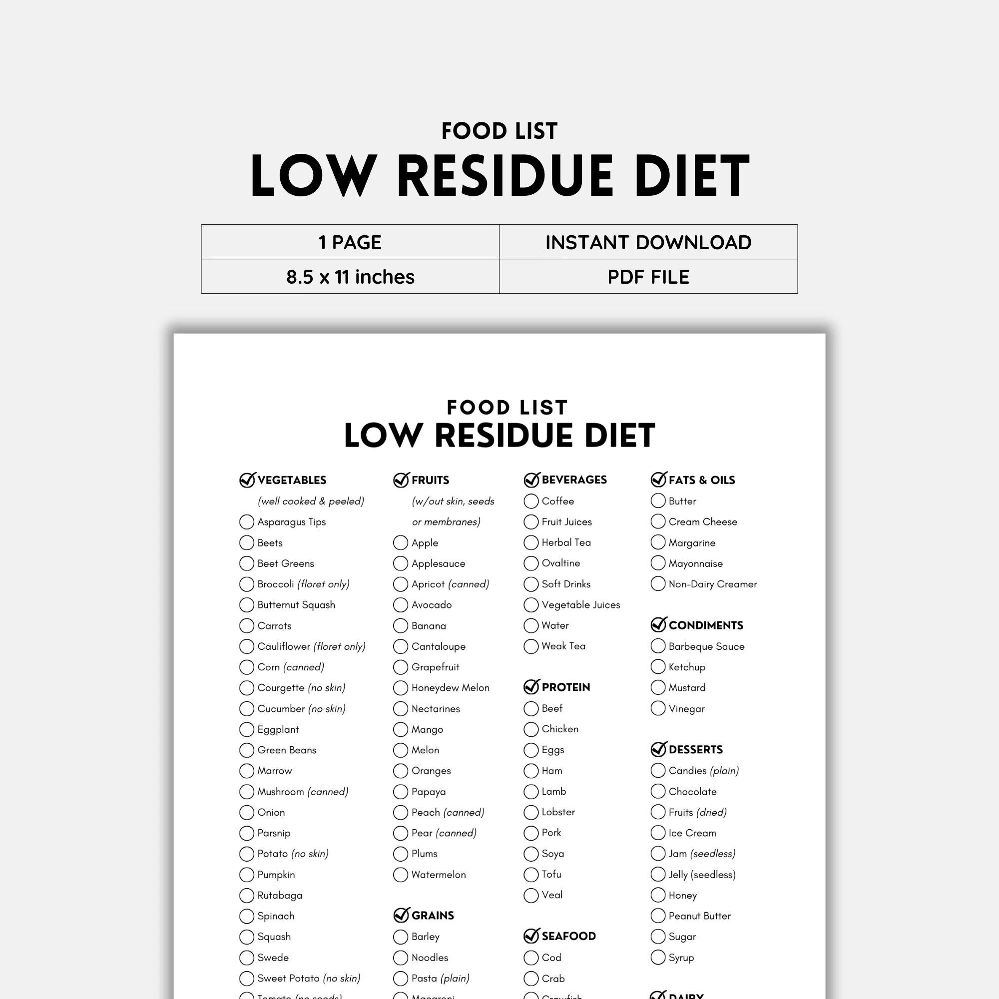 Low Residue Diet Food List Printable B W PDF Easy Low residue Meals For Digestion And Sensitive Stomach Digital Download Etsy Ireland Low Residue Diet Food List Printable B W PDF Easy Low residue Meals For Digestion And Sensitive Stomach Digital Download Etsy Ireland