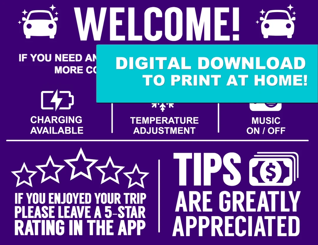Printable Lyft Tip Signs