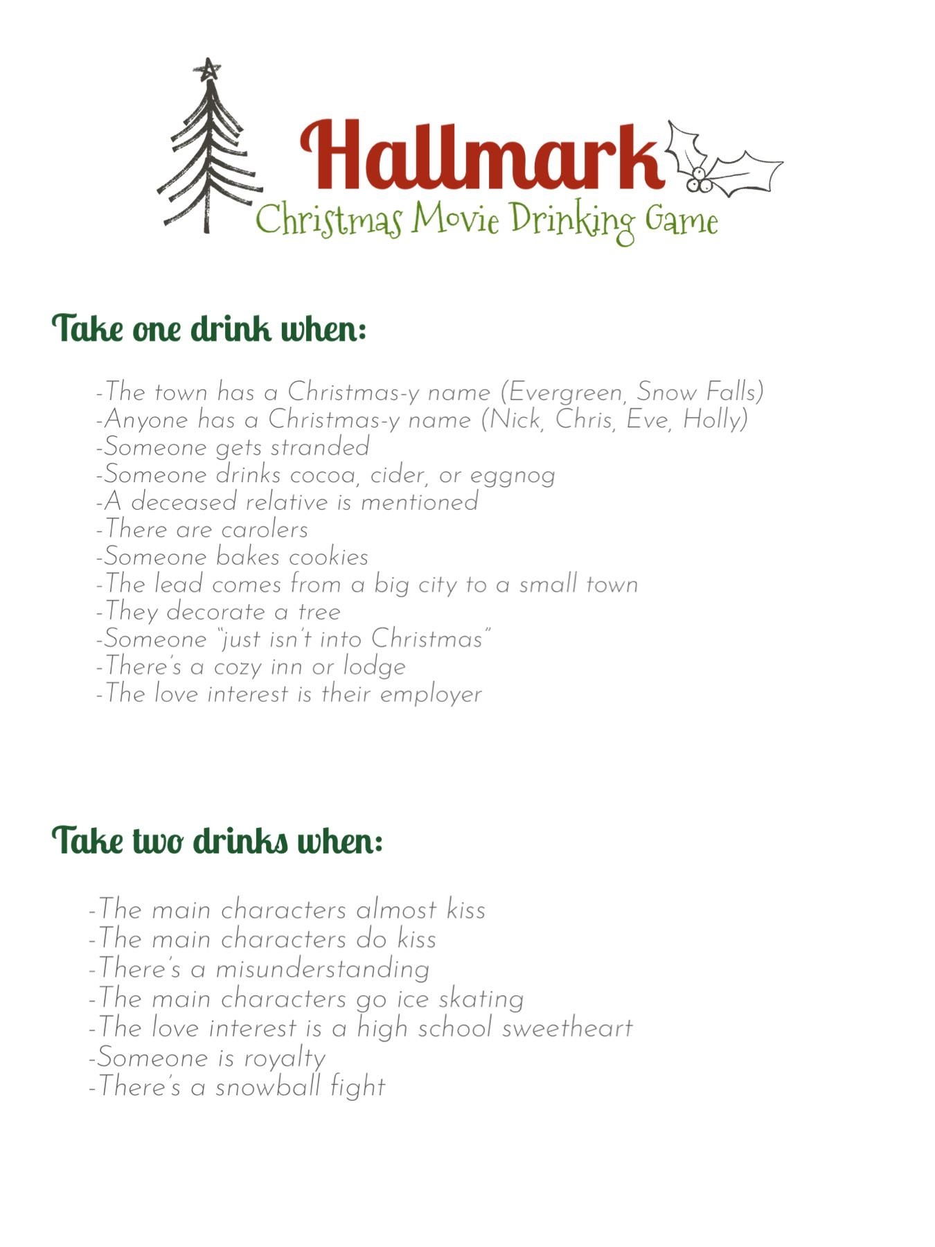 Made Our Own Hallmark Christmas Movie Drinking Game And Wanted To Share R christmas